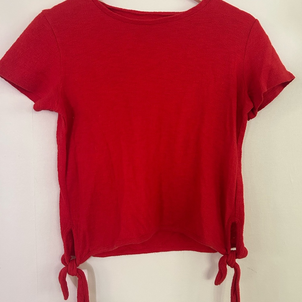 Madewell Red Tie-Side Short Sleeve Tee